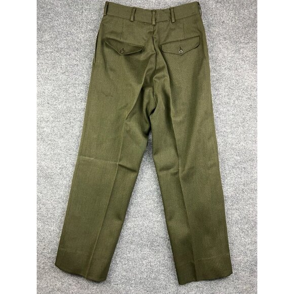 Vintage USMC Marines Uniform Pants Men's W29 x L29 Green Pleated Military - Picture 8 of 8